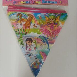 Lisa Frank Banner Pennant Party Decor Vintage Style Rainbow Animals
